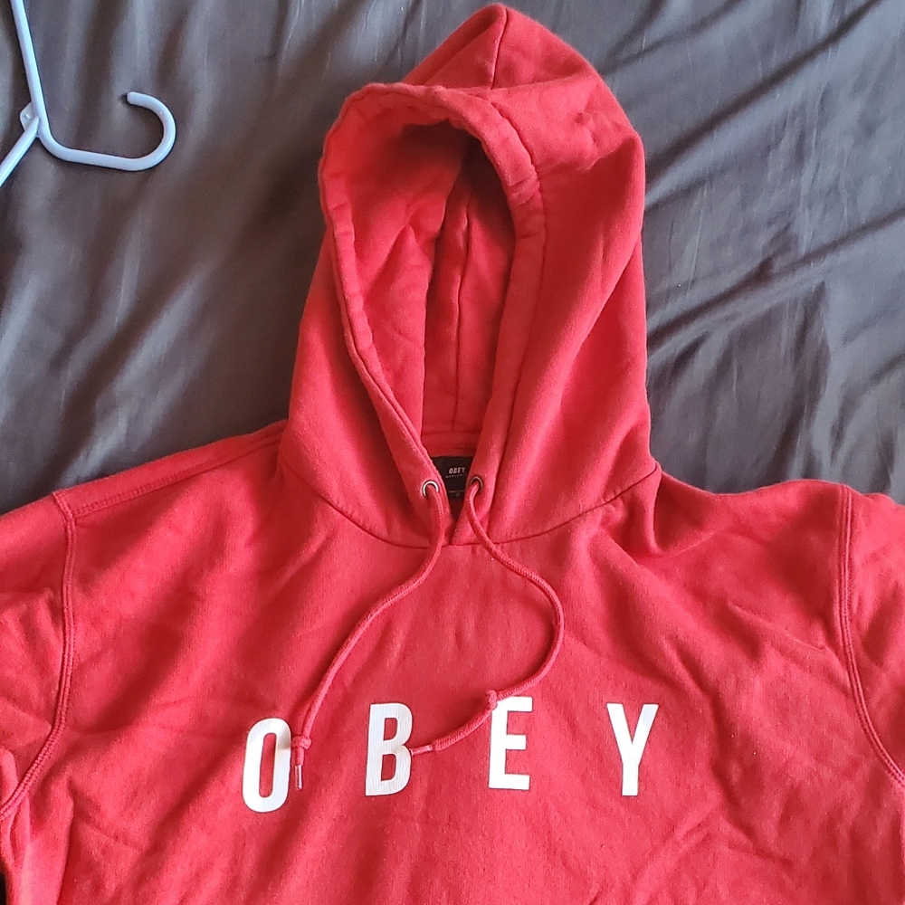 Red obey hoodie